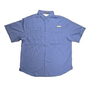 Columbia Men's XL Tamiami PFG Vented Fishing Shirt Omni Shade Button up Blue